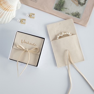 Beige Apricot 6X6 cm Microfiber Envelope Jewelry Gift Packaging Pouch <b>Rope</b> for Comb Baby Teeth Chain-for Storing Your Precious - Product Image 3