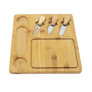 ZB Custom Round Bamboo Cheese Serving and Cutting Board Set Wood Plate Board for Kitchen for Chopping Food Serving - Product Image 2