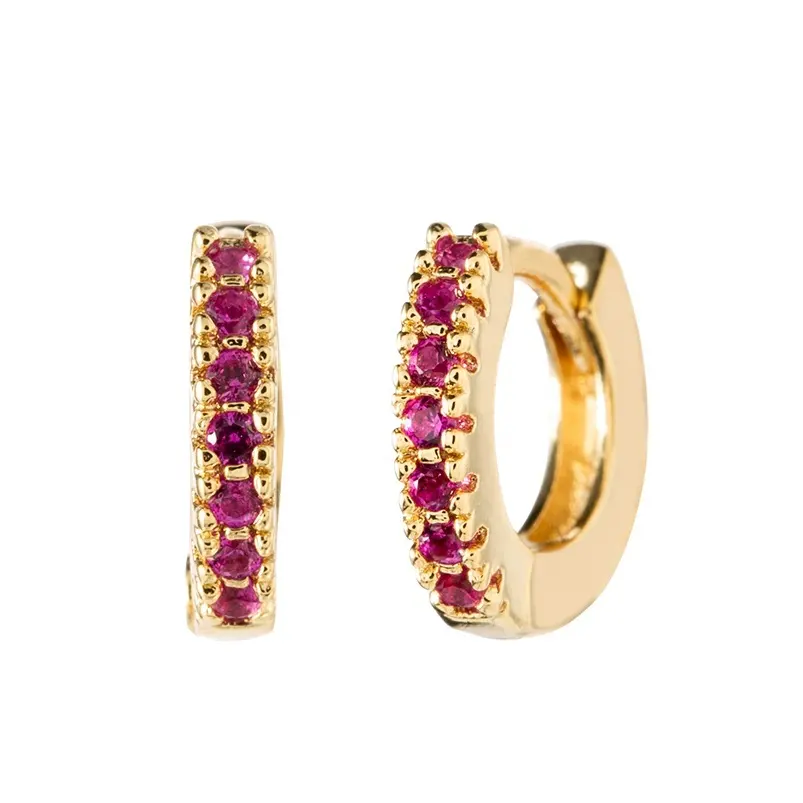 Gemnel handmade ruby huggie mini hoop jewelry orecchini in argento sterling 925 per le donne