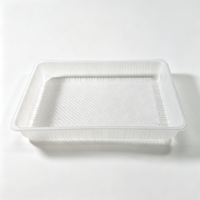 Barquette rectangulaire jetable en PP écologique avec texture gaufrée, thermoscellable, de qualité alimentaire, pour biscuits, snacks et gâteaux