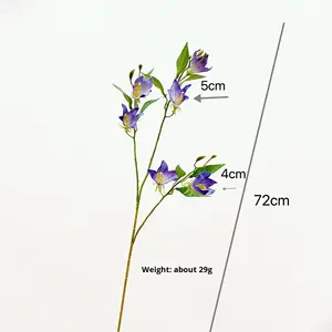 Paarsblauwe kunstzijde Eustoma Campanula windgong bloem hoogwaardig decoratief bloemstuk handboeket Campanula - Product Image 5