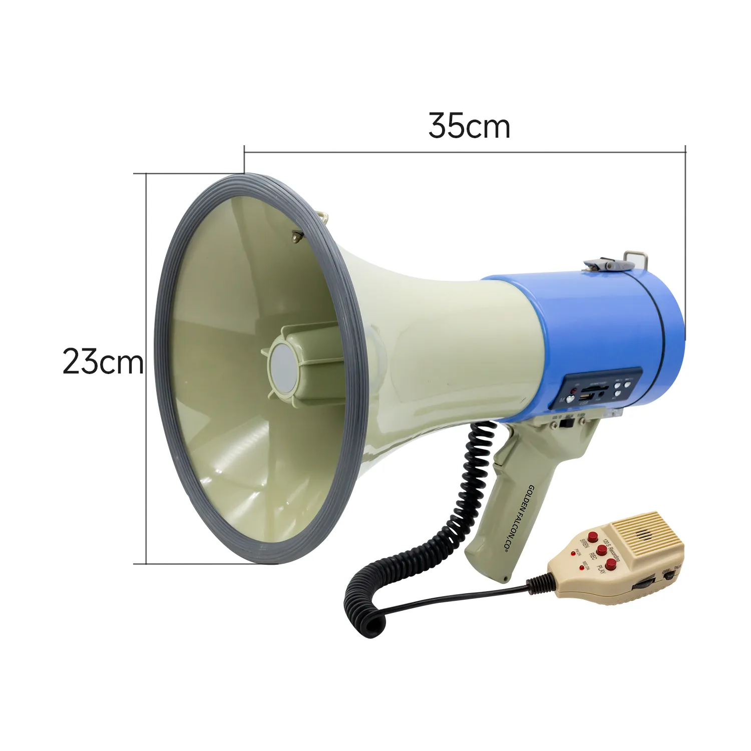 Megaphone มือถือ ER66 50W พร้อมแบตเตอรี่ลิเธียมแบบชาร์จไฟได้ควบคุมระดับเสียง USB SD ไซเรน