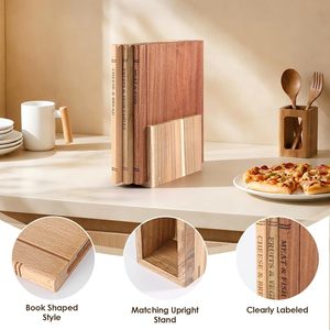 Planche à découper en bois d'acacia et d'ébène antidérapante, ensemble de 3 planches à découper en forme de <span class=keywords><strong>livre</strong></span> avec support, planche à découper en bois massif durable - Product Image 2