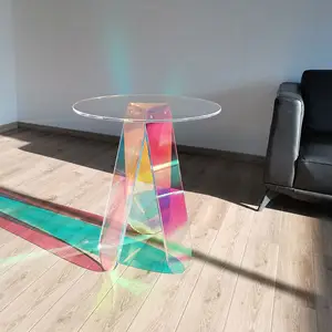 Rainbow Acrylic Dinning Table Iridescent Restaurant Acrylic Coffee Table