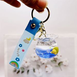 Lovely Marine Keychain <b>Floating</b> Liquid Fish Tank Bag Pendant Acrylic Boutique Car Jewelry Wholesale Gifts for Men and Women - Product Image 6