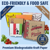 Boîtes à pizza personnalisées, élégantes et durables, résistantes aux fuites, en papier brun biodégradable pour commandes importantes, fabricant de boîtes à pizza