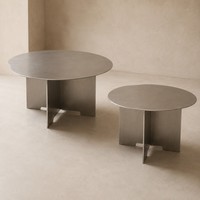 Ensemble de tables basses gigognes modernes de luxe en acier inoxydable faites à la main, tables centrales en métal brossé pour canapé et mobilier de salon