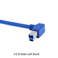 Kabel Cetak USB 3.0 Tipe A Male ke B Male 90 Derajat Elbow Standar Nasional Kabel Data Mulut Persegi untuk Casing Hard Disk