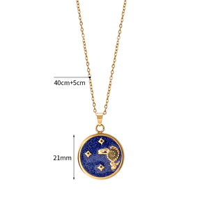 Collane con Ciondolo Zodiacale Minos, Gioielli da Donna in Acciaio Inossidabile Placcato Oro 18K con Smalto Blu - Product Image 6