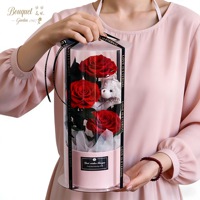 Coffret Cadeau Ours en Roses pour la Fête des Mères 2026 – Fleurs Éternelles Préservées Faites à la Main – Cadeau Idéal pour Maman – Noël, Nouvel An – Longue Durée
