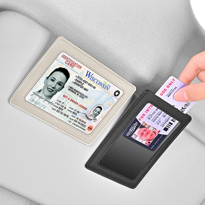 Premium PU-Leder Auto-Sonnenblenden-Organizer Schlanker Ausweiskartenhalter Führerschein-Ticketclip Geeignet für BMW Toyota Honda Ford - Product Image 1