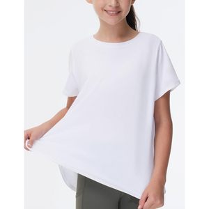 FOXA Camiseta deportiva para niña, camiseta de manga corta con aberturas laterales, camiseta de punto de secado rápido para niños - Product Image 3