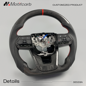 Volante personalizado de fibra de carbono real para Toyota Land Cruiser LC200 LC300 GR 2015-2023 con empuñaduras de cuero negro - Product Image 3