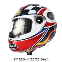 Ballon en aluminium métallisé en forme de voiture de dessin animé, à rayures noires et blanches, pneu de course rond, pour décorations de fête du Nouvel An, vente en gros