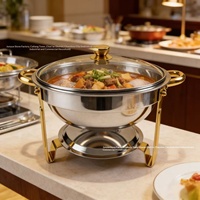 Fourneau de buffet rond en acier inoxydable doré pour hôtels, restaurants et banquets, chauffe-alcool en libre-service, pour l'approvisionnement transfrontalier