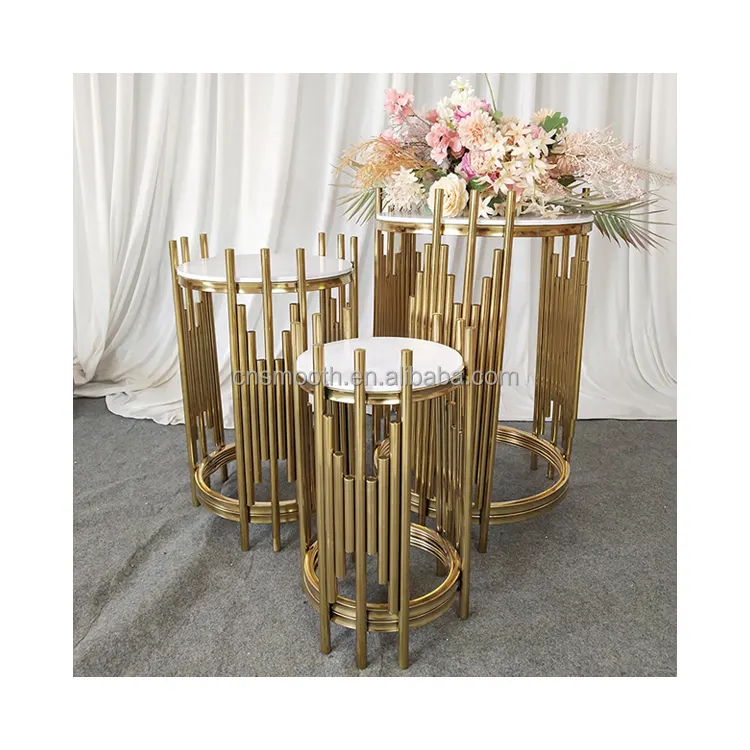 Wholesale Wedding Cake Stand Gold Mirror Mental Dessert Table Cylinder Plinth For Wedding Events Decoration