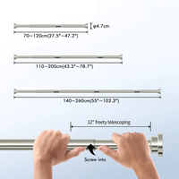 Tringles de Douche à Tension Réglable en Acier Inoxydable Écologique, Installation Sans Perçage pour Fenêtres et Placards