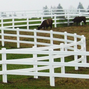 Kunden spezifische Farbe Langlebige <span class=keywords><strong>3</strong></span>-Schienen-Vinyl-Pferdezäune Ideal für Paddocks von Trainings zentren und große Ställe im Freien - Product Image 2
