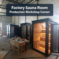 Kabin Sauna Luar Ruangan Mewah dari Kayu Cedar Merah dengan Pemanas Kompor, Ukuran Kustom, Sauna Spa Halaman Belakang