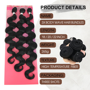 Julianna vente en gros 3X résistant à la chaleur Yaki droit bouclés corps vague profonde paquet armure faisceaux de cheveux Extensions de cheveux synthétiques - Product Image 2