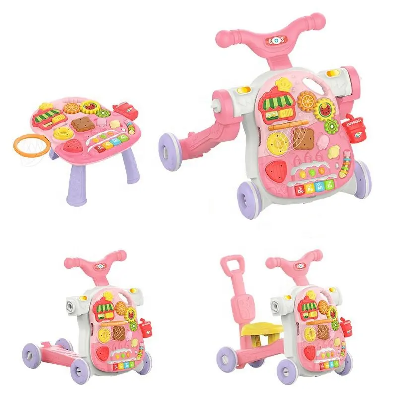 Baby Walker 4 in 1 Baby and Toddler Toys Walker Multi function Baby Push Walker Cart Stroller Learning Musical Walking Table Toy