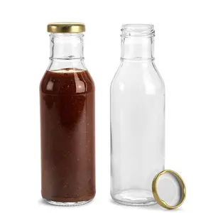 350 ml Klarglas-Saucen flaschen Glass irup flaschen mit Metall kappe