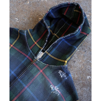 YSJY Vente en gros Veste à fermeture éclair personnalisée en coton épais, effet délavé, tricot gaufré, à carreaux, en flanelle, avec capuche pour homme