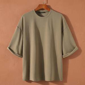 เสื้อยืดผู้ชายไซส์ใหญ่คุณภาพสูง ทันสมัย สไตล์ลำลอง ผ้าถัก 100% คอตตอน เนื้อหนา สีพื้น ระบายอากาศได้ดี ไม่เป็นขุย - Product Image 2