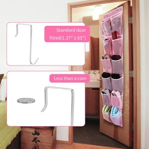 Over The Door 12 Pocket Hanging <b>Shoe</b> Organizer Pink Hook Type <b>Storage</b> For <b>Shoes</b> And Clothes - Product Image 6