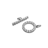 Fermoirs de collier personnalisés en argent sterling 925 plaqué or avec breloque ronde en zircone pour bijoux DIY
