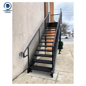 室外金属防火楼梯外部预制低碳钢楼梯预制锻铁楼梯