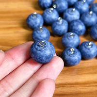 Liontin Buah Blueberry 3D Simulasi Resin 1.5cm, Aksesoris DIY Makanan Lucu untuk Anting, Kalung, Gantungan Kunci, Akrilik & Lucite