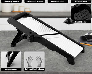 Mandoline en acier inoxydable 7 en 1 pour la cuisine, trancheuse à légumes et râpe à fromage - Product Image 3