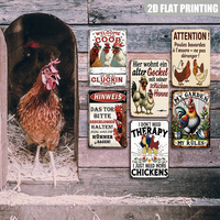 Juego de Letreros Metálicos Divertidos de Gallinas y Gallos, Decoración Retro para Pared de Granja o Establos, para el Hogar