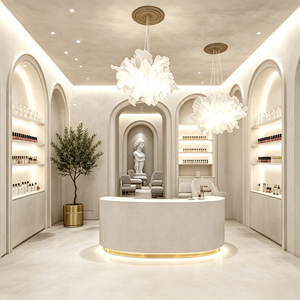 Custom Nail <b>Salon</b> Furniture Set Modern Beauty <b>Salon</b> <b>Reception</b> <b>Desk</b> Nail Station Interior Design Turnkey Shopfitting - Product Image 4