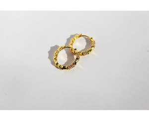 Pendientes de aro de circón vintage chapados en oro de 18 quilates de lujo ligeros elegantes, joyería fina para mujer - Product Image 3