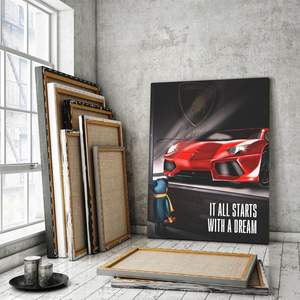 Tout commence par un rêve citation d'art mural motivation impression sur toile Inspiration décoration de chambre d'enfant adolescent rêve grand - Product Image 2