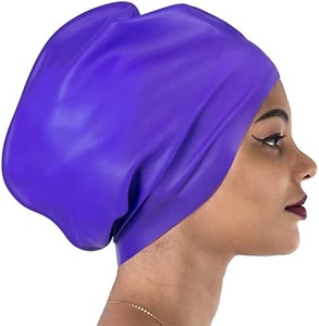 Imprimé personnalisé grand <span class=keywords><strong>bonnet</strong></span> de <span class=keywords><strong>bain</strong></span> en silicone pour femmes hommes bouclés dreadlocks-imperméable cheveux longs <span class=keywords><strong>bonnet</strong></span> de <span class=keywords><strong>bain</strong></span> pour les sports de plage en plein air - Product Image 1