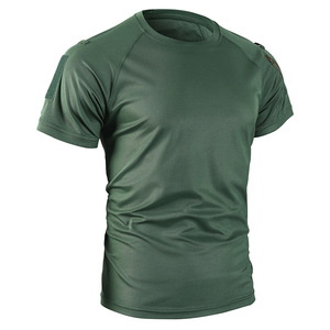 T-shirt tattica mimetica da uomo Special Forces in poliestere ad asciugatura rapida a maniche corte per l'estate, verde, per attività all'aperto - Product Image 2