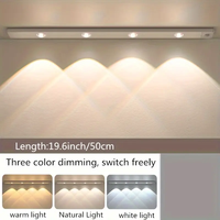 Éclairage de placard à détecteur de mouvement LED rechargeable USB-C, couleurs blanc chaud et blanc froid