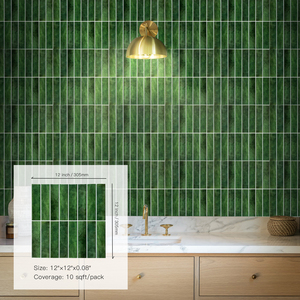 Carreaux intelligents 3D prêts à être expédiés, mosaïque autocollante verte, carreaux en gel pour crédence de cuisine - Product Image 2