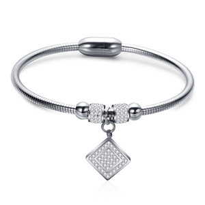 Pulsera magnética con cadena de serpiente cuadrada con incrustaciones de diamantes para mujer, acero inoxidable, 3mm, amuleto geométrico, regalo de joyería - Product Image 2