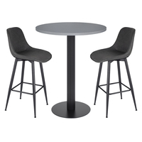 Table de bar ronde sur mesure OEM, base en métal cannelé, table haute commerciale pour café, restaurant, bar
