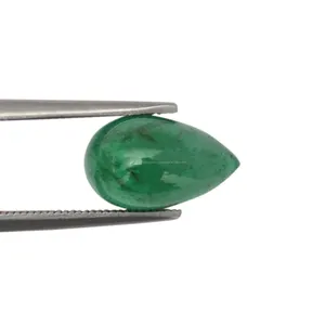 Natural Zambian Emerald 4.66 cts Pear Shape Flat Back Cabochon Gemstone Wholesaler Fine Quality Gemstone Uncut Loose Gemstone