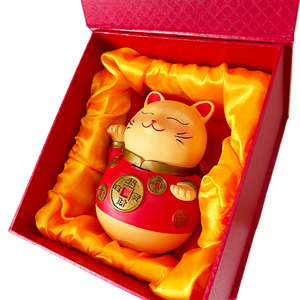 Chat porte-bonheur chinois personnalisé, cadeau de prospérité commerciale avec accents dorés - Product Image 6