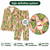 Pyjama personnalisé de Noël en polyester pour femme, motif bonhomme de neige, col cranté, logo tricoté sur le devant, pudding de pêches, POD, MOQ 1PC, Dropshipping