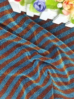 TS-E4002 garis biru oranye Gimi/ZIZIMI, kain rajut Lurex metalik untuk gaun