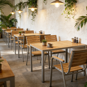 <span class=keywords><strong>Set</strong></span> da Pranzo 5 Pezzi per 4 Persone, Tavolo con Sedie in Legno, <span class=keywords><strong>Set</strong></span> Moderno e Compatto per Ristorante, Caffè, Brunch - Product Image 1