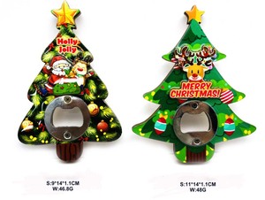 Factory <strong>Custom</strong> Logo MDF Wood <strong>Fridge</strong> <strong>Magnet</strong> with Opener Christmas Tree Claus Santa Snowman <strong>Magnet</strong> Stickers for Winter Holiday - Product Image 2