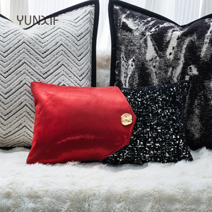 Tùy Chỉnh Sang Trọng Màu Đỏ Và Màu Đen Thiết Kế Ném Bộ Gối, Để Sử Dụng Trên Phòng Khách Ghế Sofa Và Phòng Học Trang Trí Đệm - Product Image 1